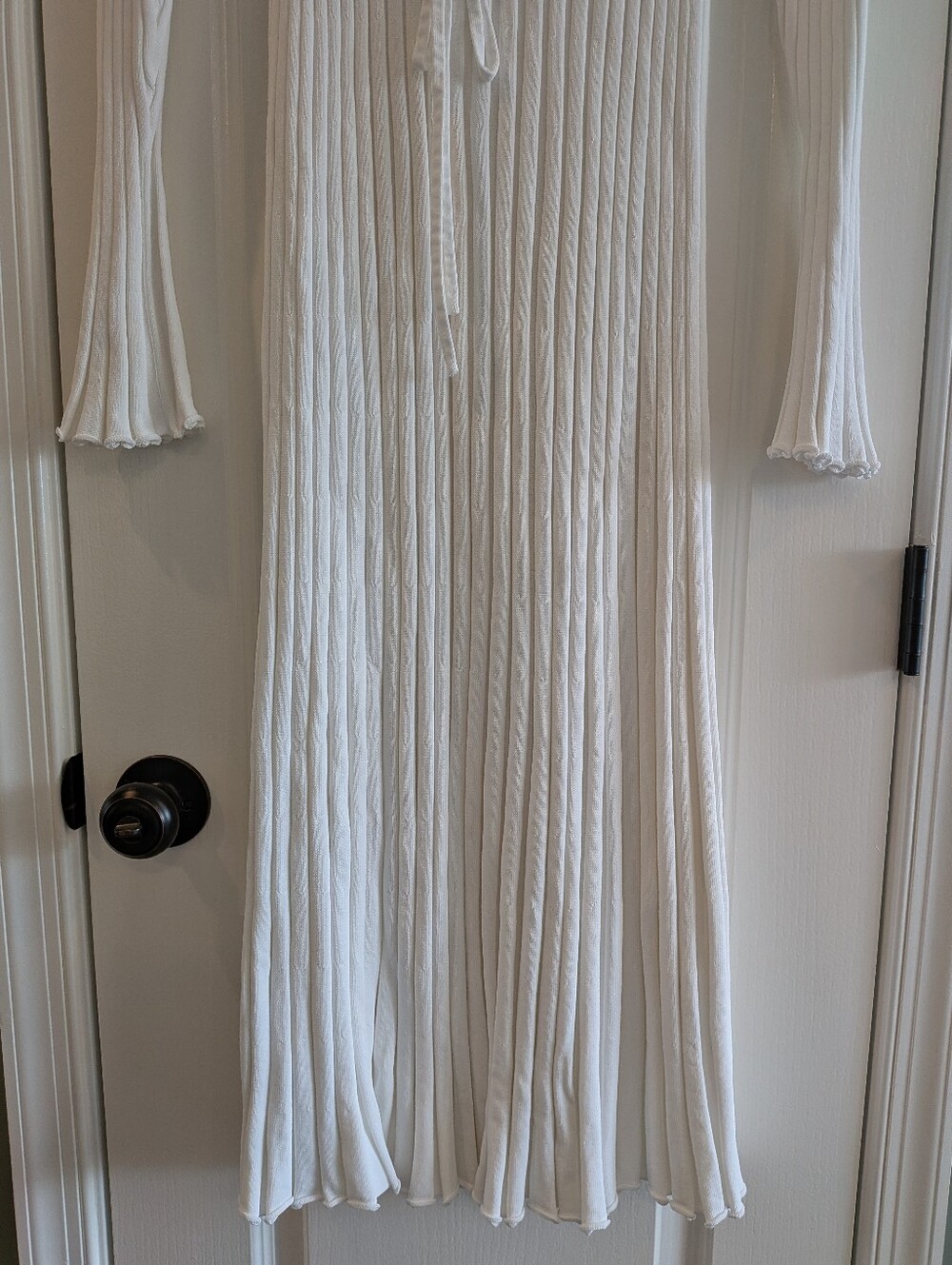 DISSH Reign Dress White Ribbed Maxi Long Sleeve Tie Bridal Minimalist Size XL - Picture 5 of 16